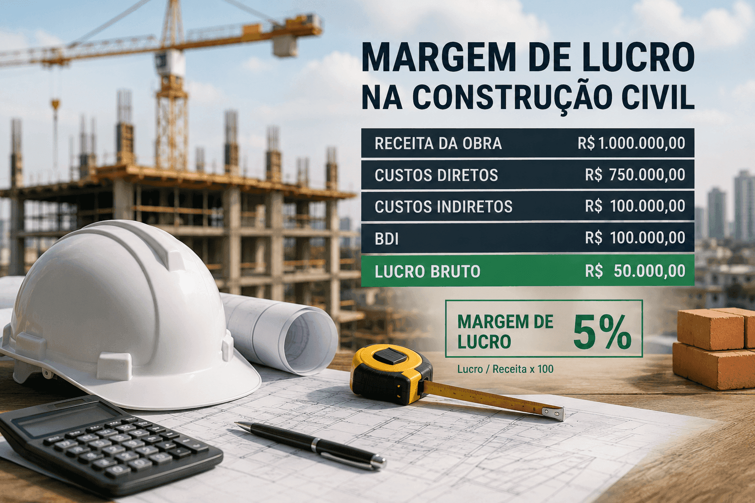 Margem de lucro na construção civil  